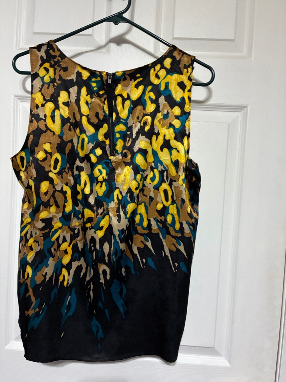 Apt. 9 Yellow, Teal and Brown Animal Print Sleeveless Top